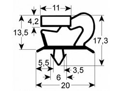 Ущільнення дверей резинка для холодильного шкафа Tecnodom, DGD 628x1546мм проф.9048