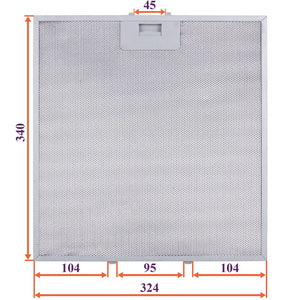 Фільтр жировий (метал.) для витяжки 324x340x8mm (під защіпки, універсальний)