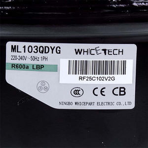 Компресор для холодильника WhiceTech ML103QDYG R600a 168W (з пусковим реле)