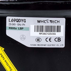 Компресор для холодильника WhiceTech L69QDYG R600a 130W (з пусковим реле)