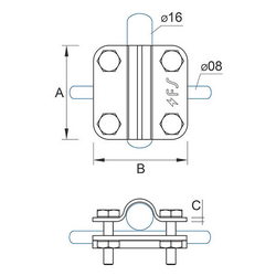 Затискач прут D=16mm/смуга сталевий гальванічно оцинкований 04/16.2 ОС