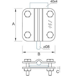 Затискач дріт D=8-10mm/смуга 40mm сталевий гарячеоцинкований 44/8.2 OCH