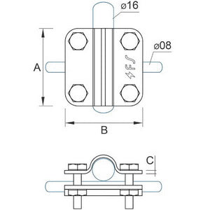 Затискач прут D=16mm/дріт D=8-10mm сталевий гальванічно оцинкований 04/168.2 ОС