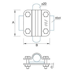 Затискач прут D=16-20mm/смуга 40mm/дріт D=8-10mm сталевий гарячеоцинкований 44/208.3 ОСН