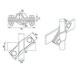 Затискач прут D=16mm/смуга 40mm/дріт D=8-10mm сталевий гарячеоцинкований 42/168.3 ОСН