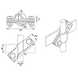 Затискач прут D=20mm/смуга 40mm/дріт D=8-10mm сталевий гарячеоцинкований 42/208.3 ОСН