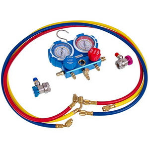 Манометричний колектор 2-вентильний LMG-2-R134a LEETO + шланги 3шт.x1200mm + автомуфти (R134a)