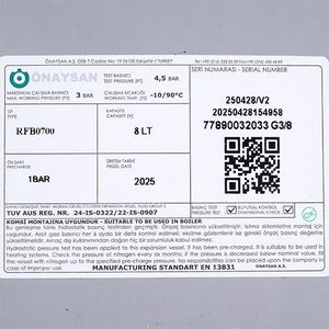 Розширювальний бак Onaysan 8 л 3/8&apos&apos для газового котла Ferroli 39804890