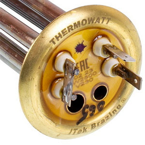 Тен фланцевий для бойлера Thermex 2500W (1500W+1000W) Thermowatt (латунь) фланець 63mm, 2 трубки під датчики