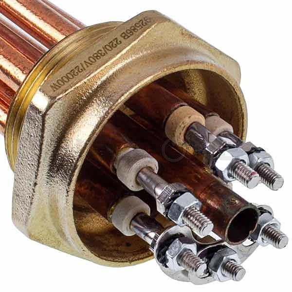 Медный блок тенов 12kW 220-380V L430mm гайка 1,5"(47мм) для электрического котла Koolwen