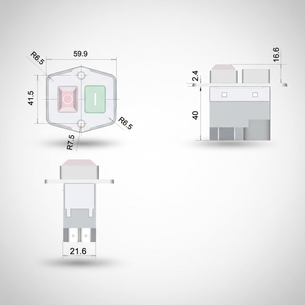 Кнопка для бетономешалки или станка 4 контакта 12A CK21E/4P (пластина 56*60)