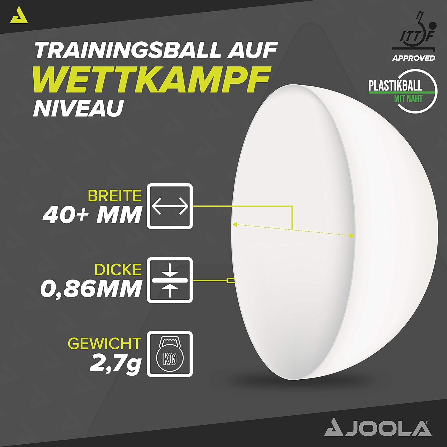 М'ячі для настільного тенісу Joola Magic ABS 40+ White 144 шт (44217)
