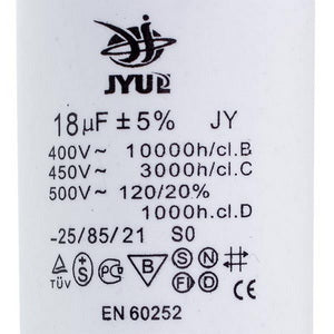 Конденсатор 18 uF 450V CBB60 8x12mm (під гайку)