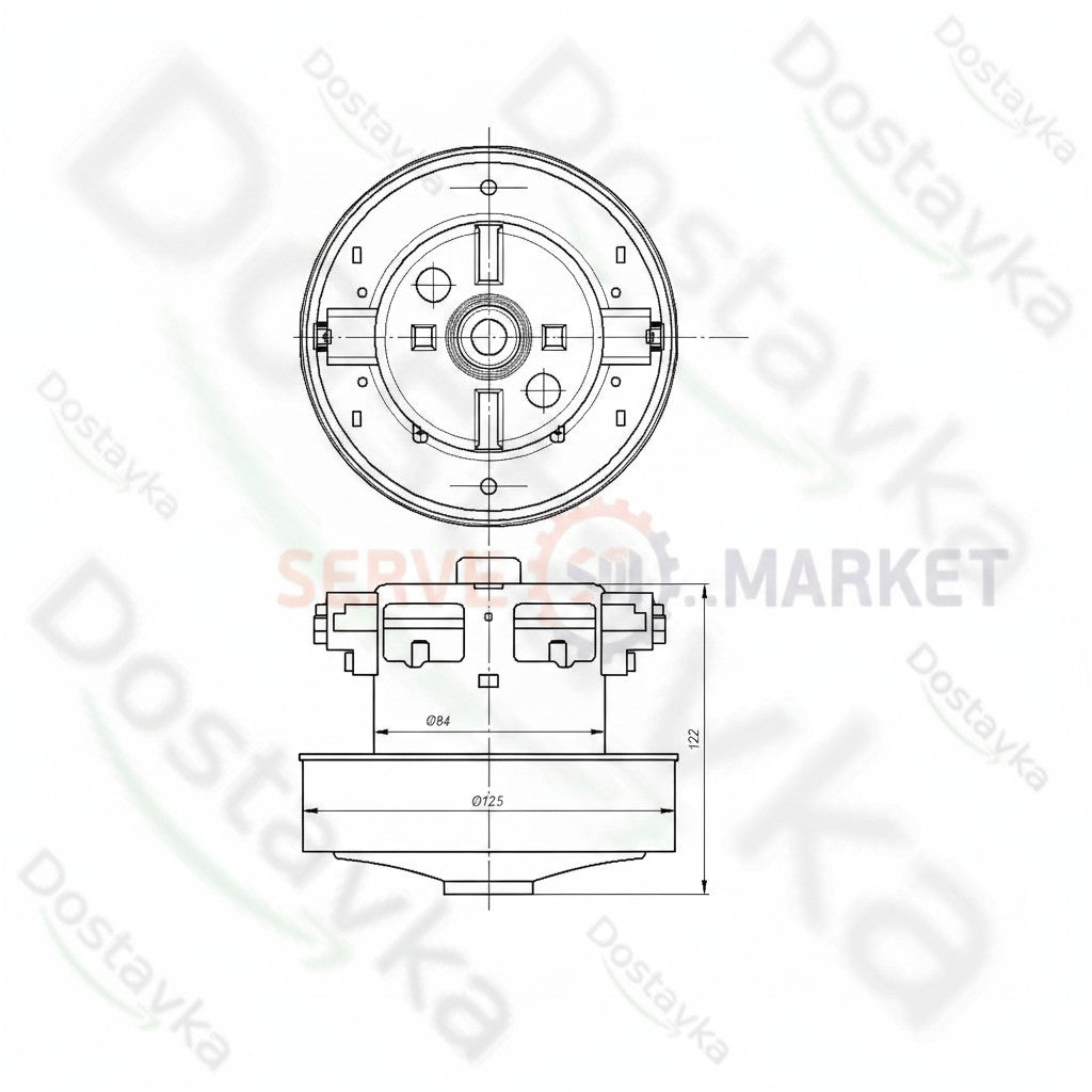Двигатель для пылесоса Gorenje 464813 PHb-T-03R128590 Диаметр=125/84 мм Высота=29/122 мм 2300 Вт