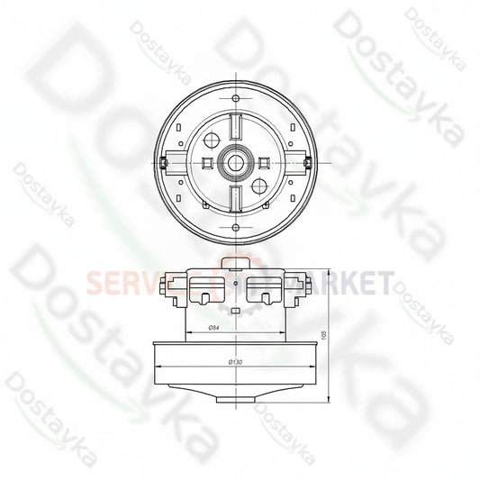 Двигатель для пылесоса VC07W14Q Whicepart диаметр 130/84 мм высота 30/105 мм 1600 Вт
