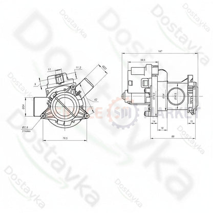 Помпа в зборі (2880401800, B15-6AZ, 34W) для пральної машини Beko