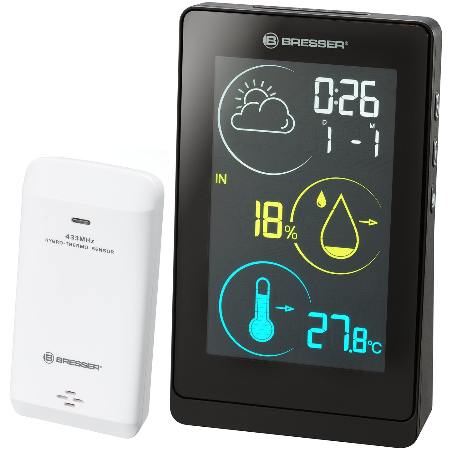 Метеостанція Bresser Colour weather station Temeo Life H Black (7008000CM3000)