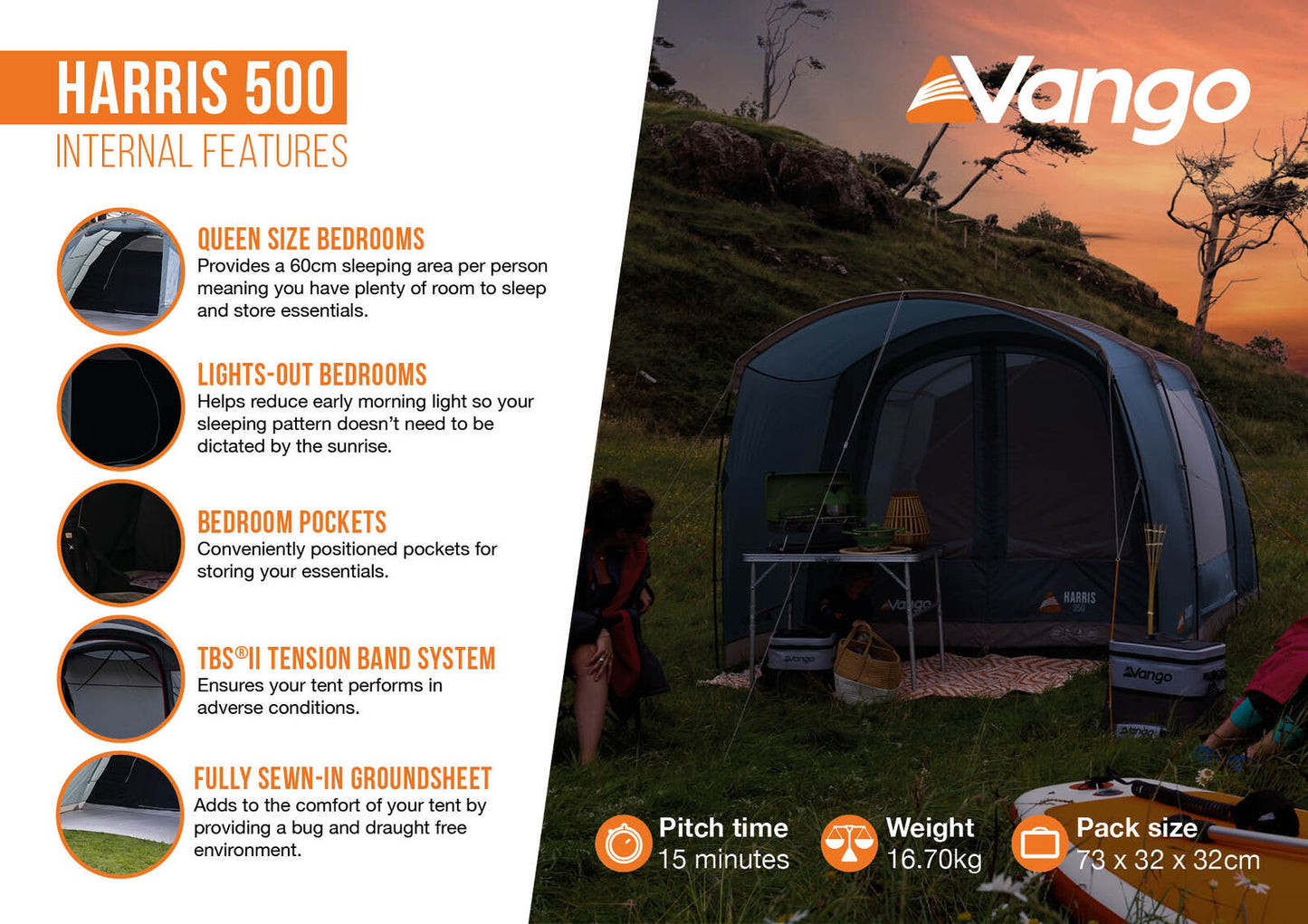 Палатка п'ятимісна Vango Harris 500 Mineral Green (TETHARRIS000002)