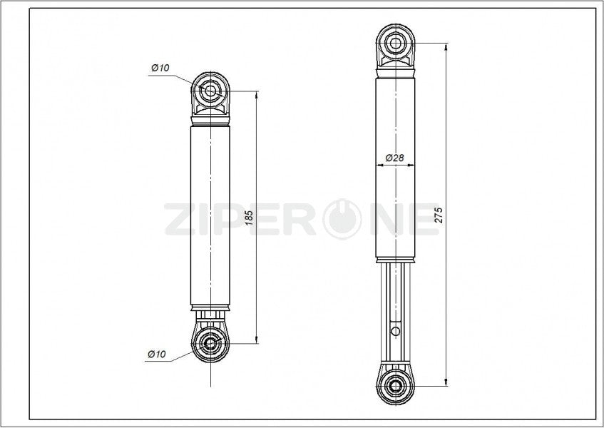 Амортизатор ANSA бака стиральной машины Ardo (250N L185-275mm D10mm)