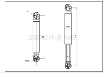 Амортизатор ANSA бака стиральной машины Ardo (250N L185-275mm D10mm)