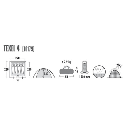 Палатка High Peak Texel 4 Blue/Grey (10179)