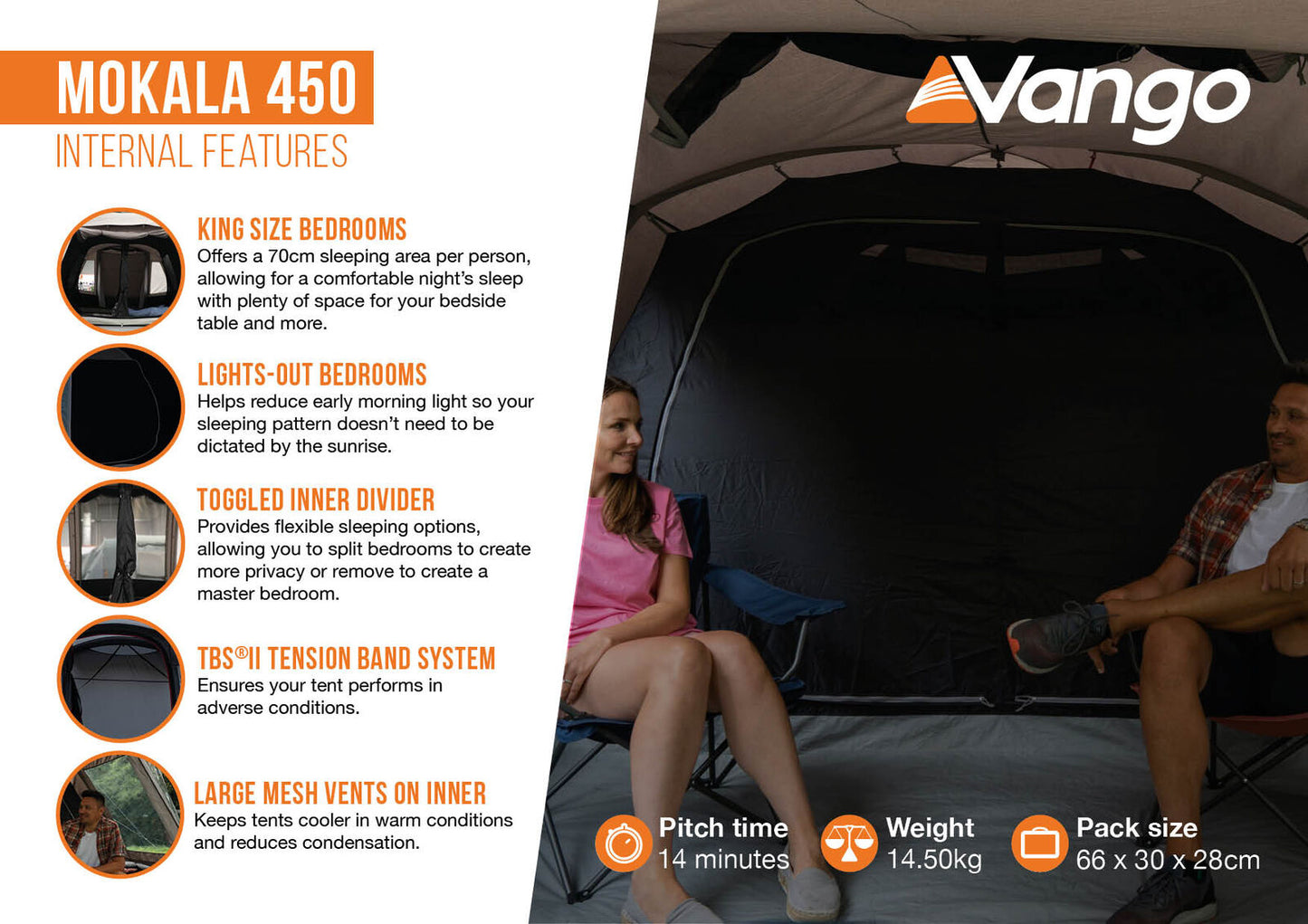 Намет чотиримісний Vango Mokala 450 Mineral Green (TETMOKALA000001)