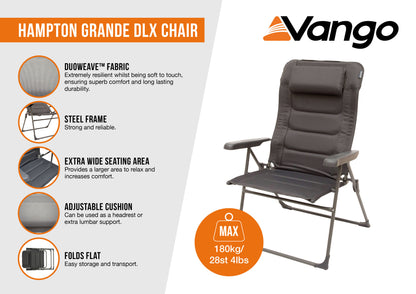 Стілець кемпінговий Vango Hampton Grande DLX Chair Excalibur (CHRHAMPTOE27A3T)