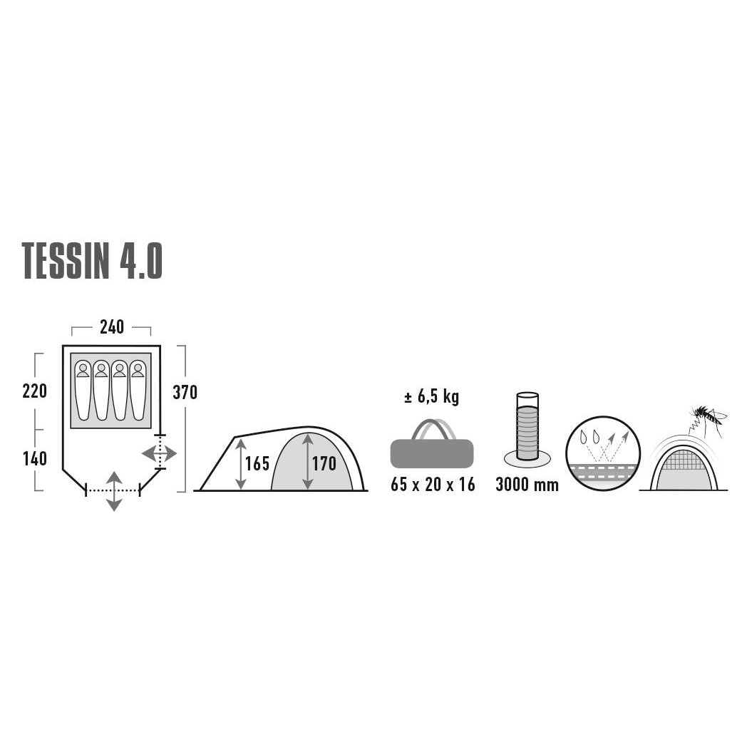 Палатка High Peak Tessin 4.0 Nimbus Grey (10224)