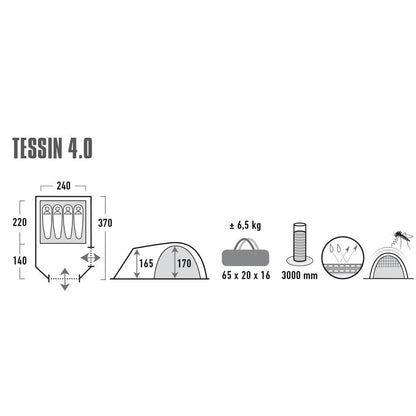 Палатка High Peak Tessin 4.0 Nimbus Grey (10224)