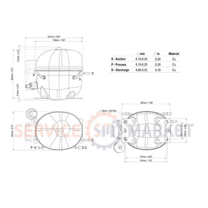 Компресор для охолодження. EMBRACO ASPERA NEK1116Z R134a 194W (з пуск. реле RSCR)
