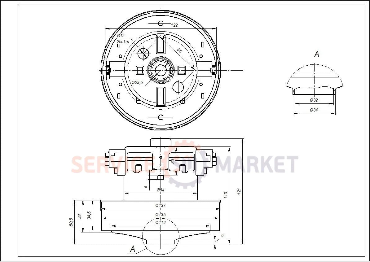 Двигатель VCM-M10GUAA D135/84 H35/119 2000W для пылесоса Samsung DJ31-00097A