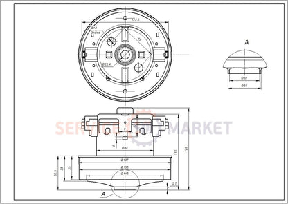 Двигатель турбина D135/84 H35/111mm 1800W VCM-K70GU пылесоса Samsung