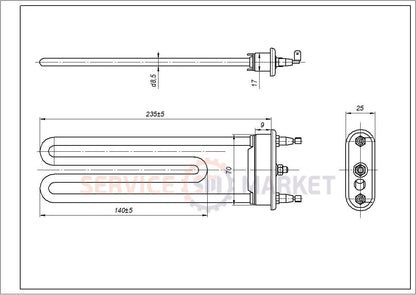 Bosch washing machine heating element TPO 240-SB-2000 (00265961) Thermowatt 