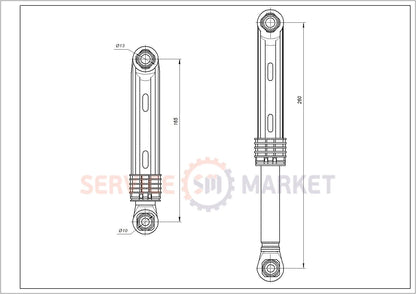 Амортизатор бака ANSA/ AKS для стиральной машины Cima, Samsung (80N DC66-00343D)