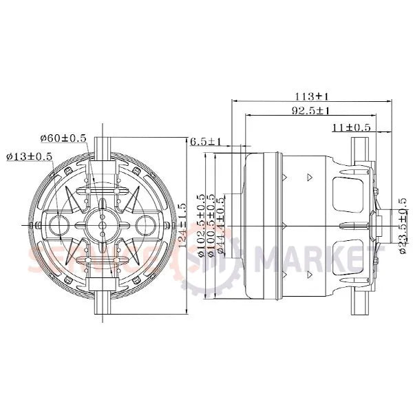 Двигун KW45350VCM Koolwen для пилососа 1600W (з виступом)