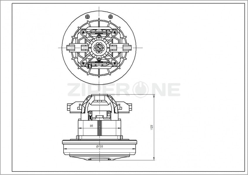 Zelmer 308.4 vacuum cleaner motor 1200W D135/95 H27/123mm