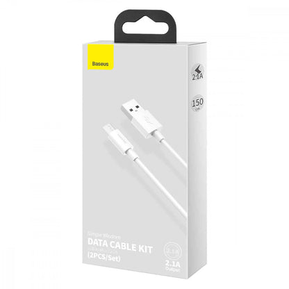 Кабель Micro 2.1A (1.5m) Baseus (TZCAMZJ) Simple Wisdom (2PCS/Set — TZCAMZJ-02 White