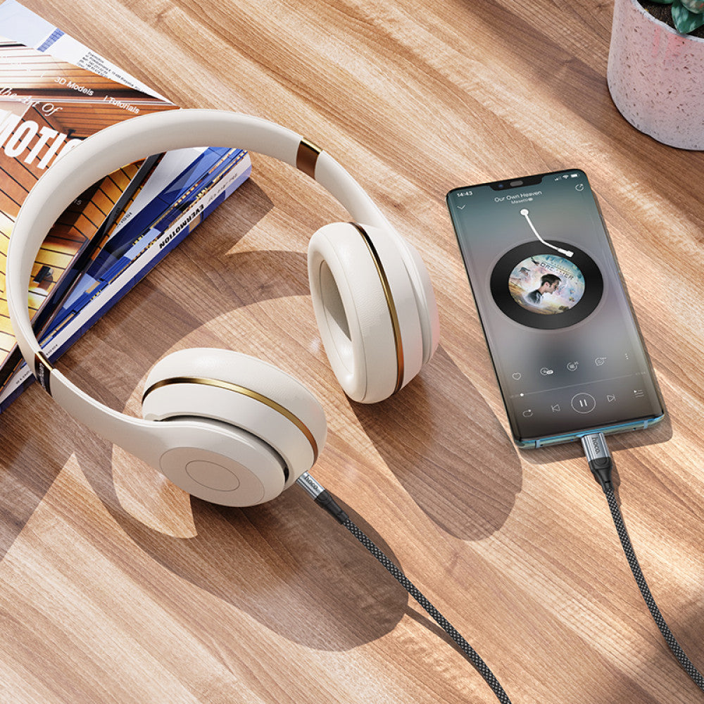 Cable Aux to USB C (1m) - Hoco UPA26 - Black