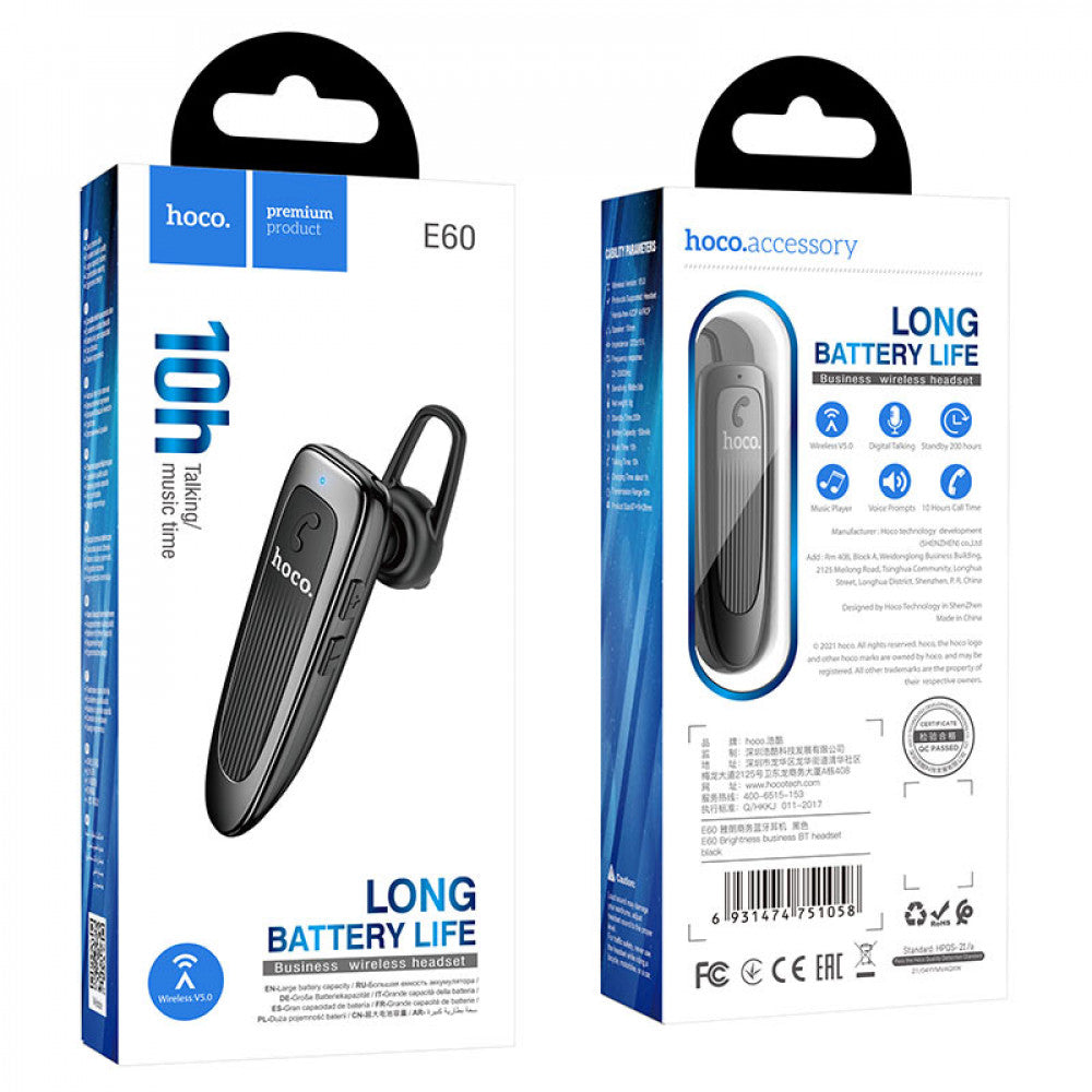 Bluetooth-гарнітура — Hoco E60 Brightness business — Black