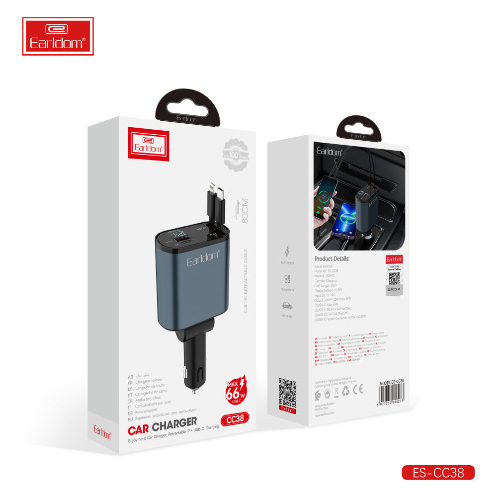 Car Charger 66W 1U 1C Earldom ES-CC38