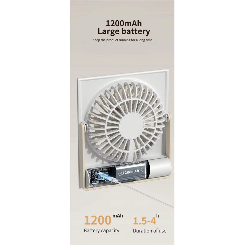 Портативный мини вентилятор WT-L19 - 1200 mAh — White