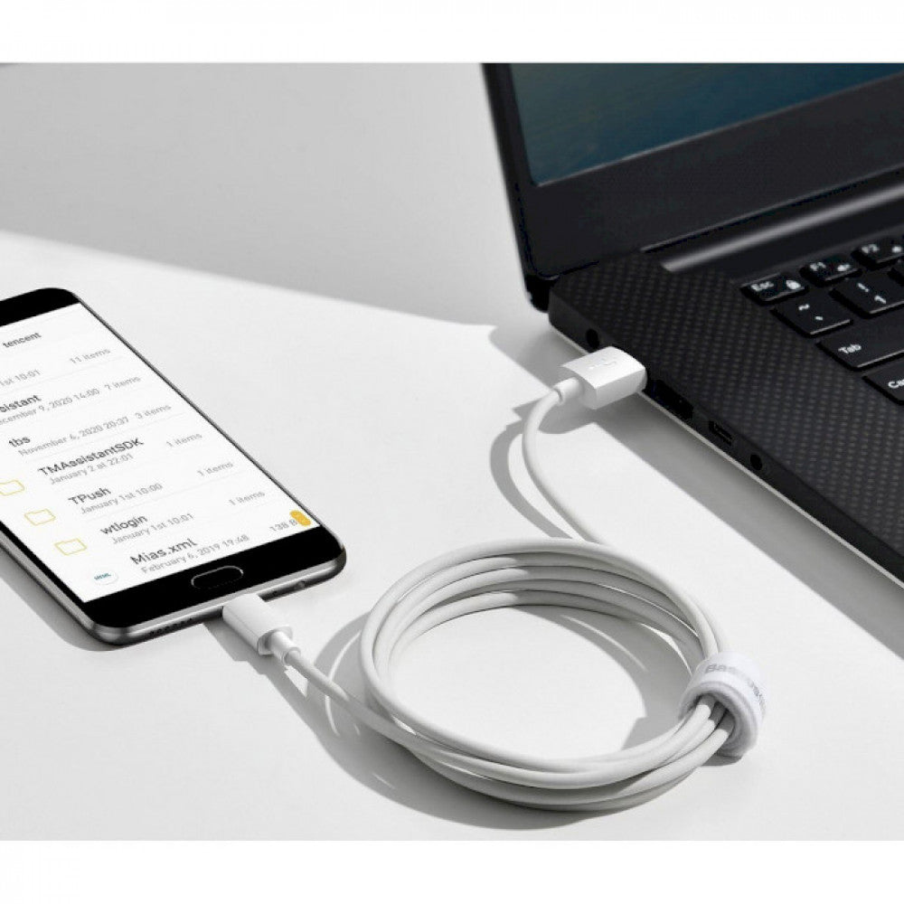 Кабель Micro 2.1A (1.5m) Baseus (TZCAMZJ) Simple Wisdom (2PCS/Set — TZCAMZJ-02 White