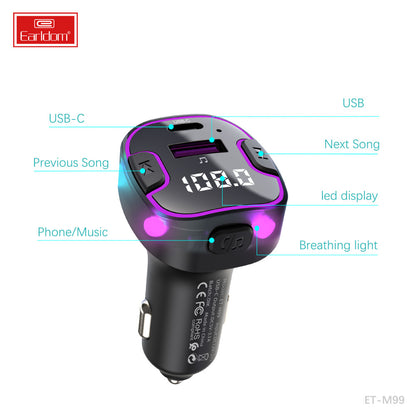 Fm Modulator MP3 Car Charger 3.0A 1U 1C Earldom ET-M99