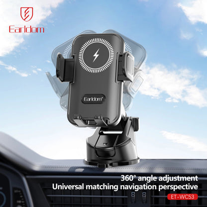 Автотримач розсувний на присосці з бездротовою зарядкою 15W — Earldom ET-WC53