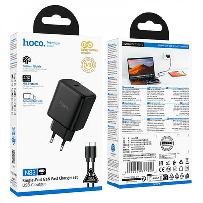 Home Charger | 40W | PD | C to C Cable (1m) — Hoco N83  — White