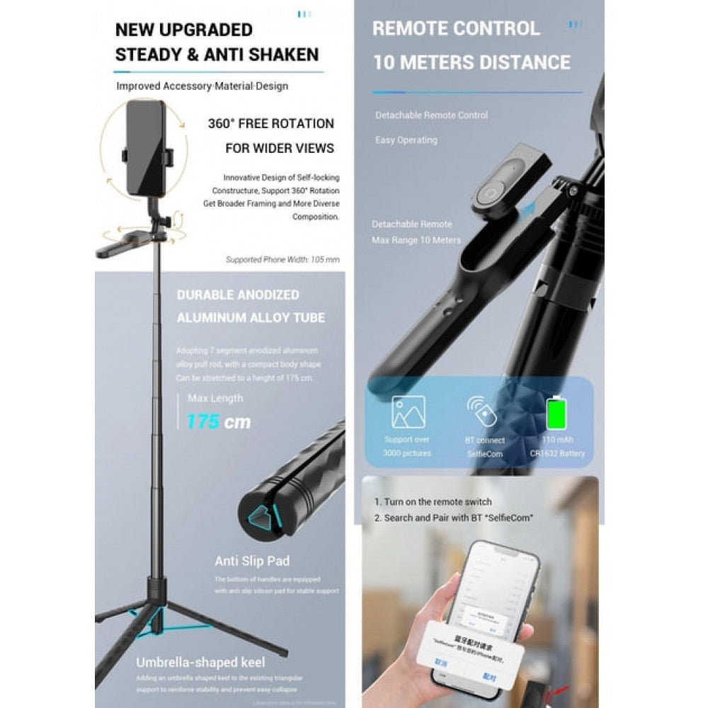 Monopod Tripod K28-2 | Button Bluetooth | Dual selfie light