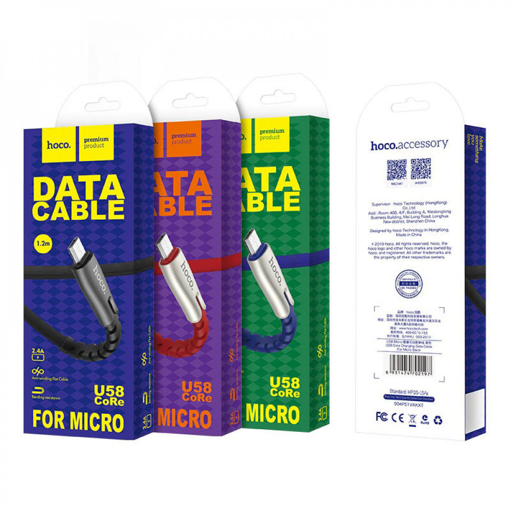 Кабель Micro 2.4A (1.2m) Hoco U58 — Black