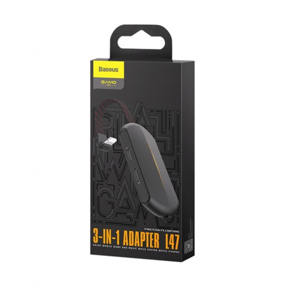 Adapter Lightning To 3.5mm & Dual Lightning Baseus (CALL47-01) 3 in 1 L47 Black