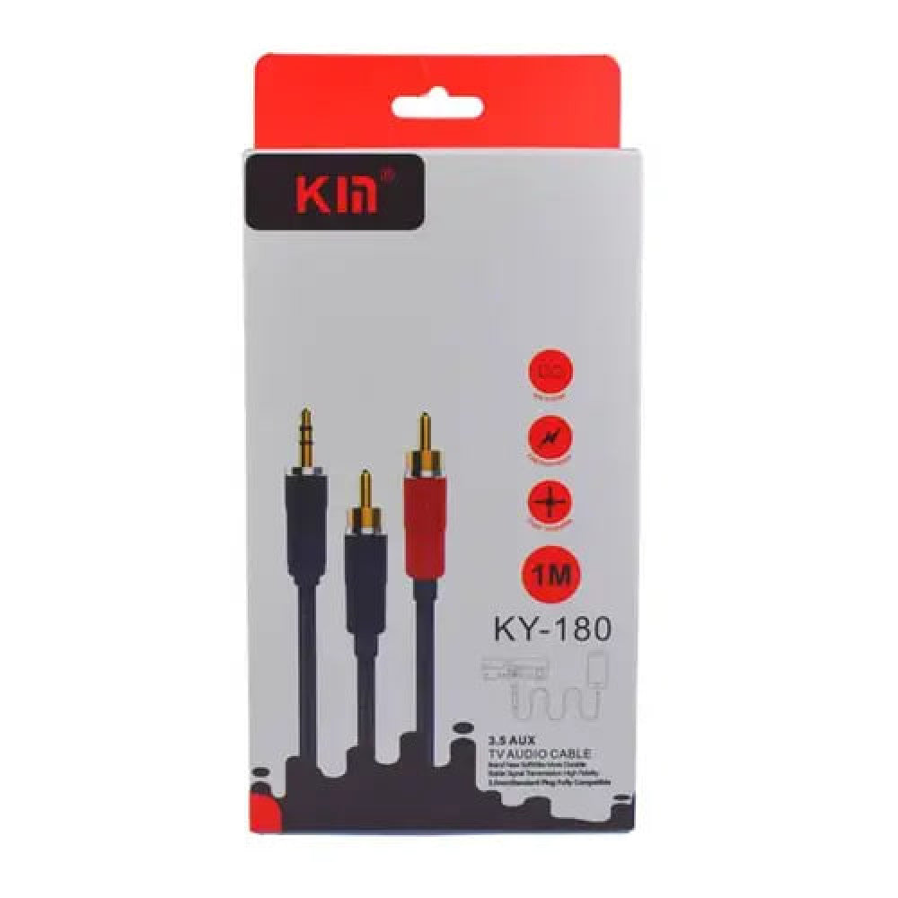 Cable Aux to 2 RCA (1m) KY-180 Nylon Black