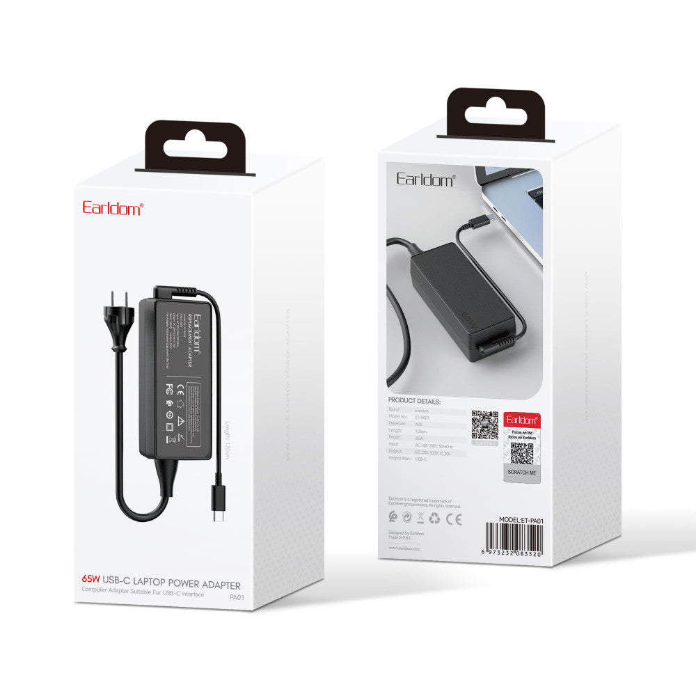 Adapter USB C To Laptop power 65 Watt Earldom ET-PA01 UK